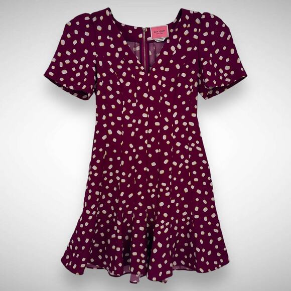 Kate Spade Mallow Crepe Polka Dot Swing Mini Dress Size 00 Romantic Whimsigoth - Picture 2 of 13